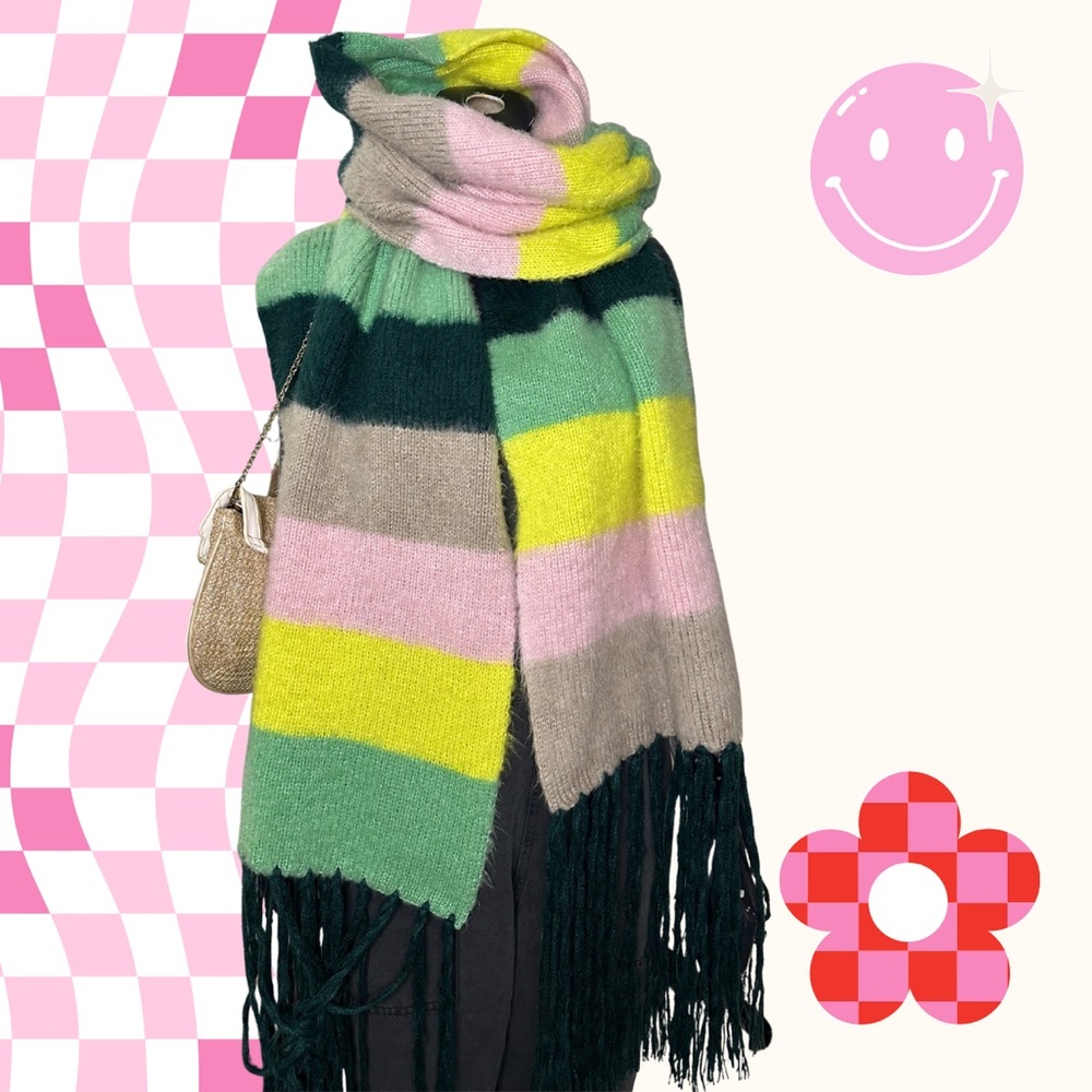 Oversized COLORFUL scarf with tassels
